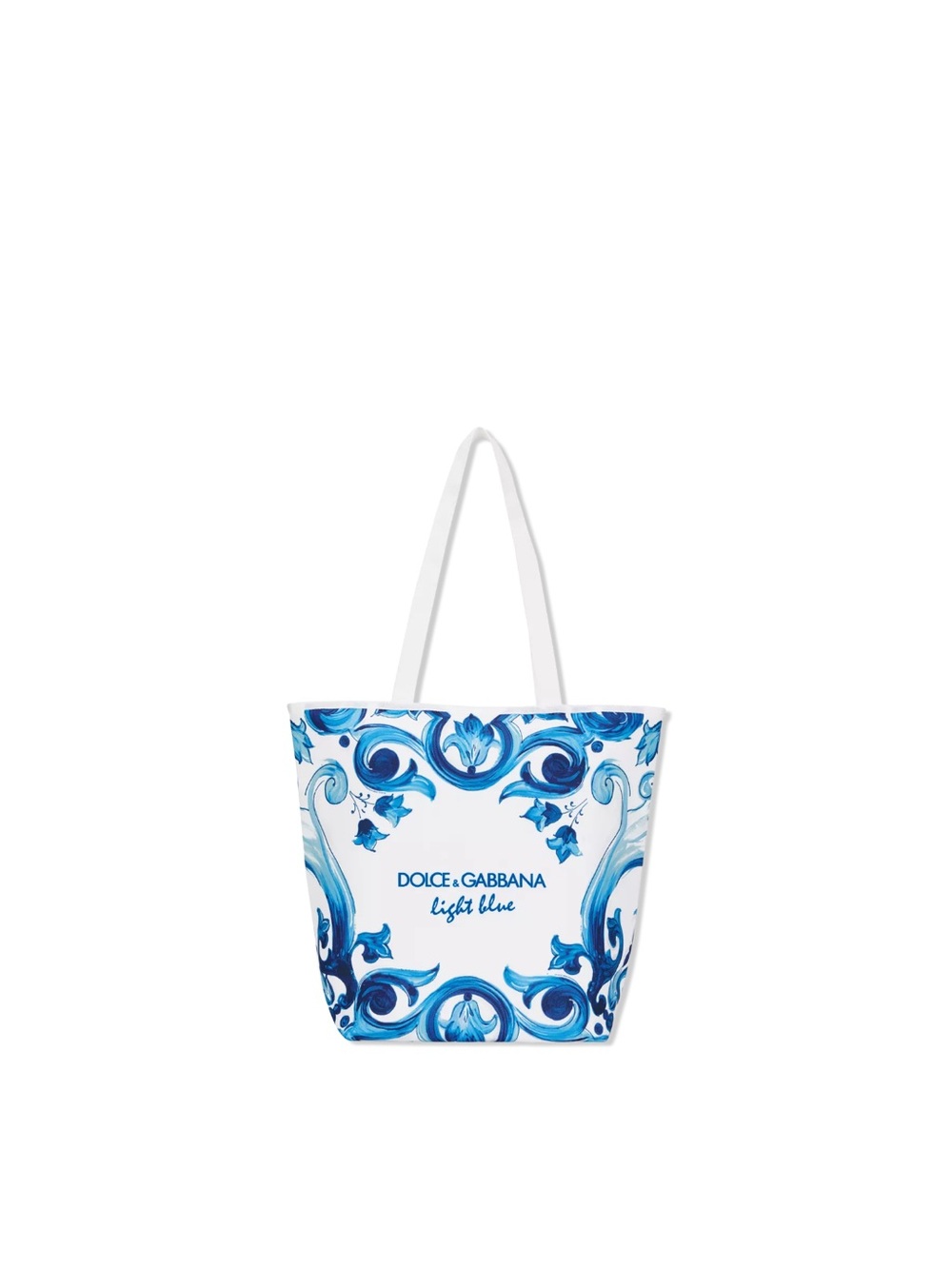 New Dolce & Gabbana White Cooler Tote with Blue Decorative Print